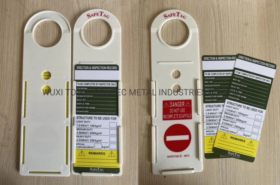 Scaffolding Parts Warning Inspection Card and Holder Kits Plastic Safety Scaffold Tag for Construction