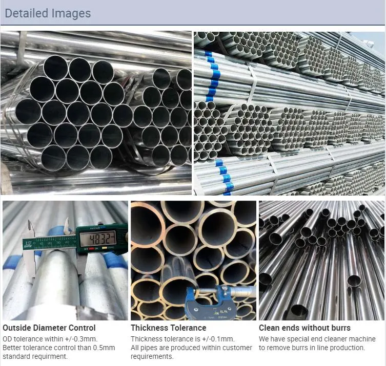 BS1387 BS1139 Hot Dipped Galvanized ERW Pre-Galvanzied/Carbon Steel Pipe Tube Gi Pipe Scaffolding Tube for Scaffolding Material in Tianjin
