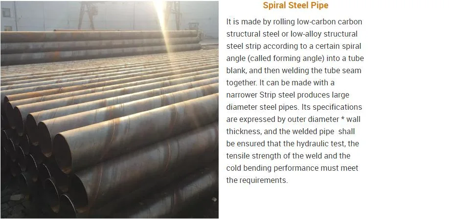 Natural Gas and Oil Pipeline API 5L Spiral Welded Carbon SSAW/Sawl Steel Pipe