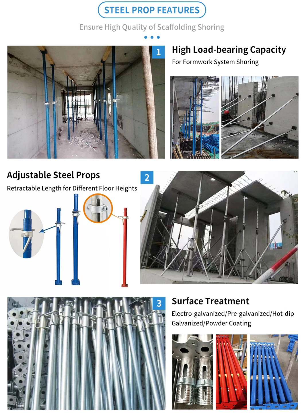 Wholesale Aluminum Formwork System Steel Scaffolding Telescopic Pipe Slab Support Props